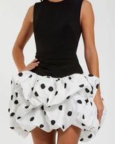 Black and White Polk Dot Bubble Skirt Mini Dress